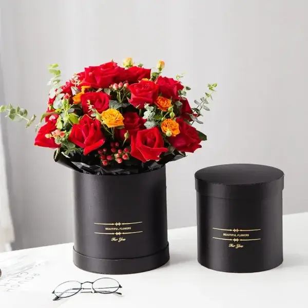 Custom Luxury Round Paper Tube Flower Boxes Cylinder Gift Packaging Box for Flowers - Gambar 5