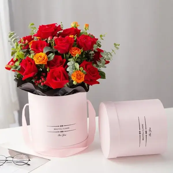 Custom Luxury Round Paper Tube Flower Boxes Cylinder Gift Packaging Box for Flowers - Imagen 3