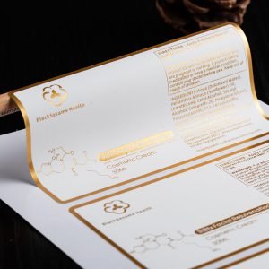 Wholesale Custom Brand Logo Low MOQ Waterproof Gold Foil Stamping Stickers Luxury Labels Company Logo