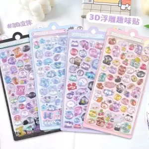 Solid 3D Embossed Transparent Stickers: Kids Cartoon Animal Decor Sticker Detail
