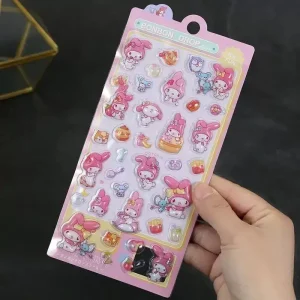 Solid 3D Embossed Transparent Stickers: Kids Cartoon Animal Decor Application Detail