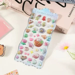 Solid 3D Embossed Transparent Stickers: Kids Cartoon Animal Decor Finish Sample